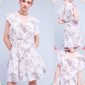 Anthropologie Steele Floral Ruffled Mini Dress Medium/Large NWT Retail $238